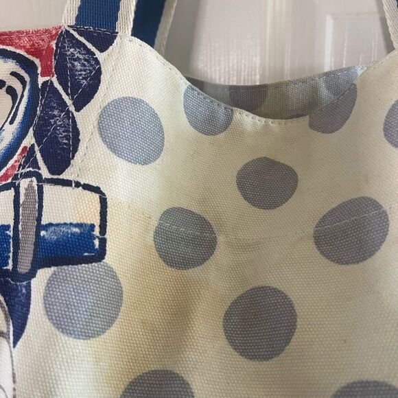 Brighton Sail Away Red White & Blue Anchor Sailing Helm Wheel Canvas lTote Bag - Picture 11 of 11